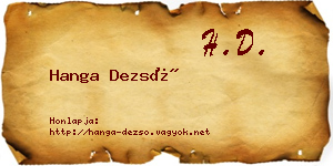 Hanga Dezső névjegykártya